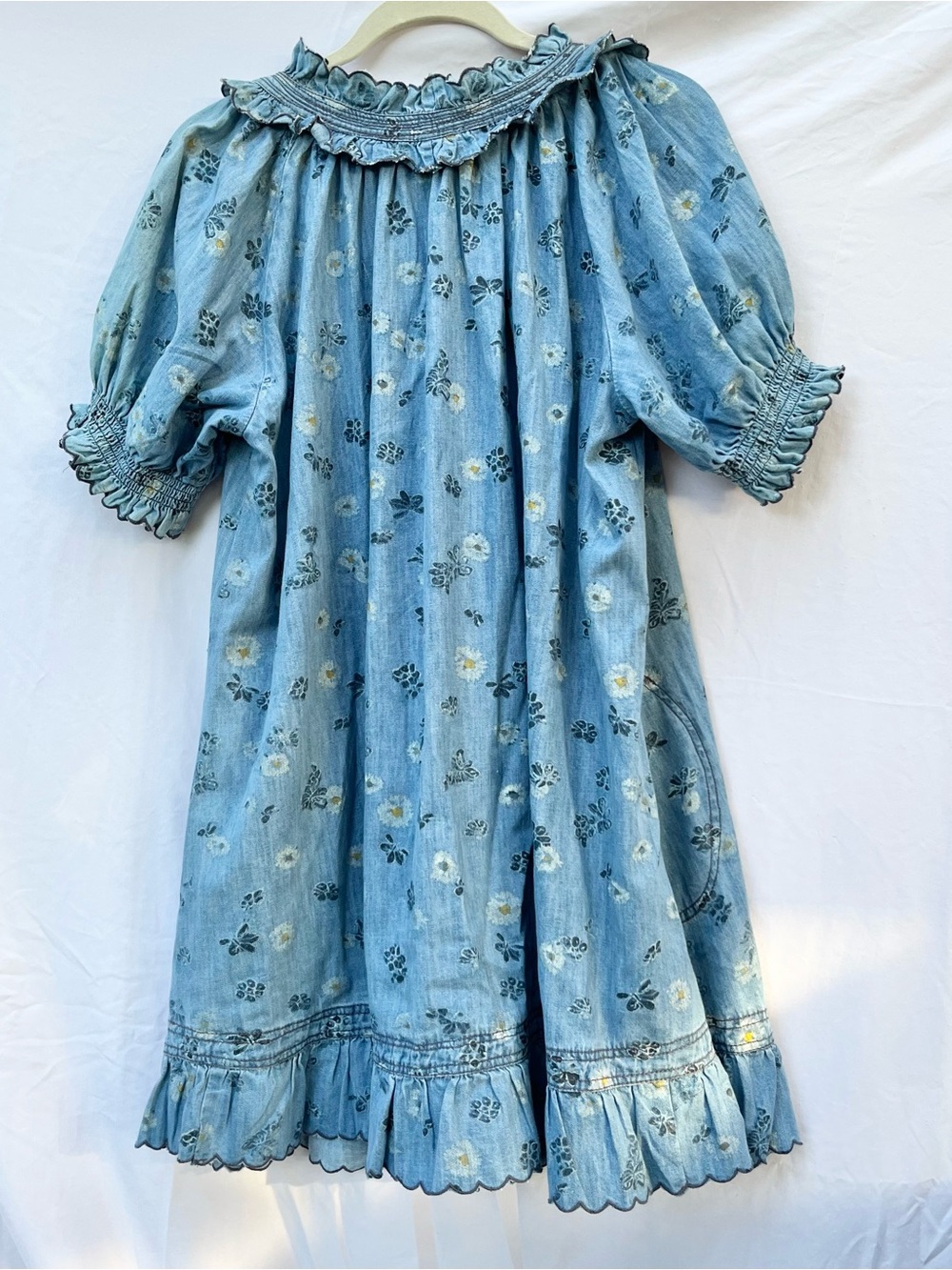 ANTHROPOLOGIE | PILCRO FLORAL PUFF SLEEVE RUFFLED V-NECK SWING MINI DRESS LARGE - Picture 8 of 8